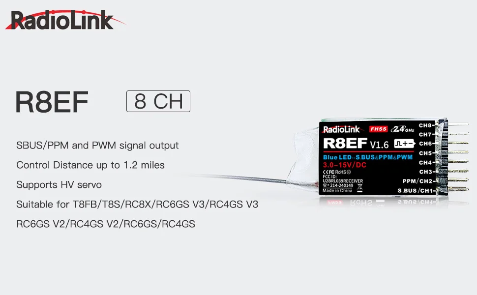 Receiver Sbus 8Ch - Radiolink R8EF受信機 2.4G 8チャンネル SBUS PPM