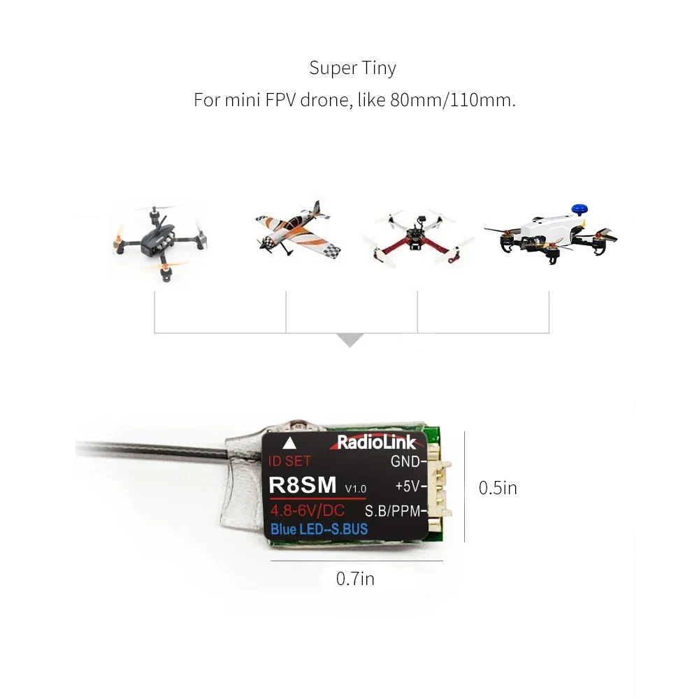 Radiolink R8SM 8チャンネル ミニRC受信機。 - Receiver Sbus 8Ch のレビューと価格